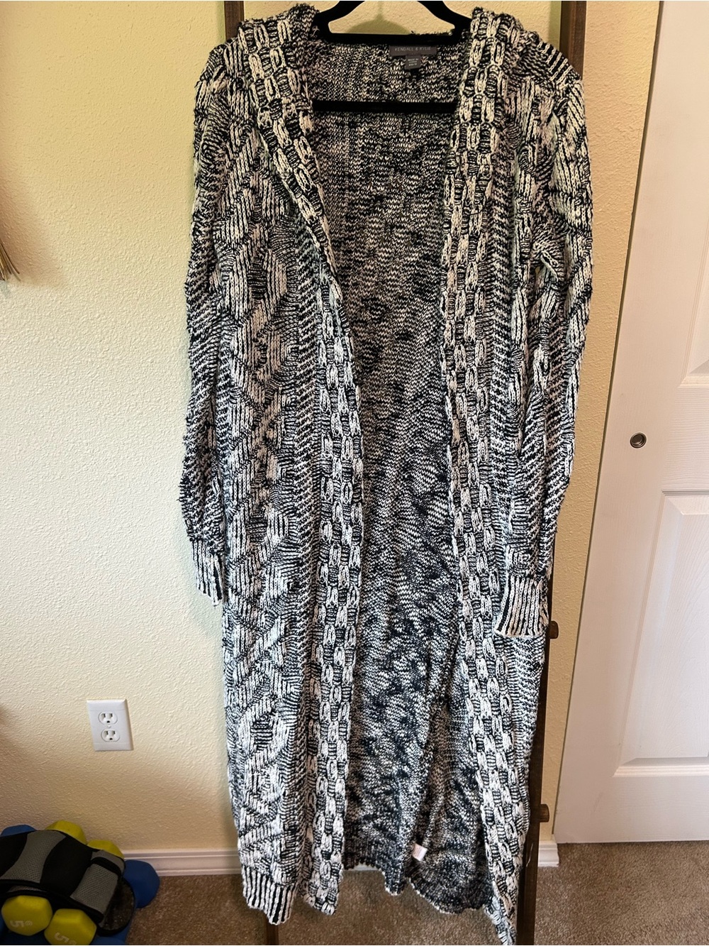 Kendall & Kylie Black and White Marled Knit Cardigan